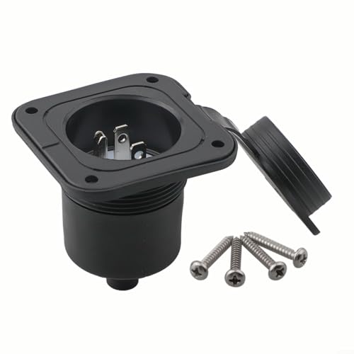 125V 15A Power Inlet Receptacle for NEMA 5-15P Flanged Inlet for RV, Marine, and Outdoor Use, Weatherproof AC Socket with IP65 Rating,