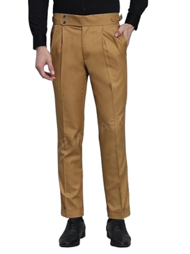 Image of FASHIONEMPIRE Men's Formal Trousers Front Pleated Double Button Gurkha Zion Pant Slim Fit | Stylish Formal Pant for Party and Casual Wear
