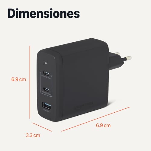 Cargador de pared USB-C 120W de Amazon Basics con 3 puertos para portátil 5