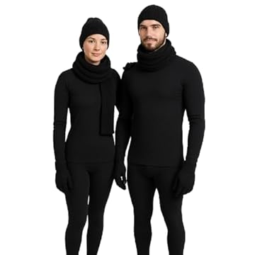 Kit Frio Conjunto Termico Pelinho Elasticidade Segunda Pele Unissex com touca luva e cachecol (FEMININO PRETO, G)