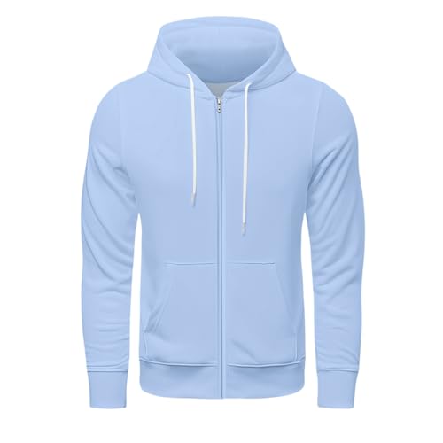 Men's Zip-up Hooded Sweatshirts Full-Zip Hoodie Long Sleeve Solid Color Drawstring Casual Hoodies for Men with Pocket4