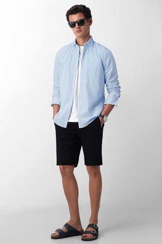 Image of Peter England Men's Classic Slim Fit Full Sleeve Oxford Shirt | 100% Cotton