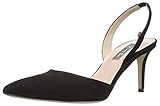 Pointed-toe pump with suede upper featuring slingback strap with elastic for custom fit
