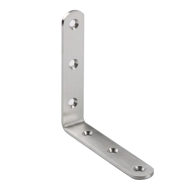 OMIDEAS 8 x Angle Brackets (100 x 100 x 20) 90 Degree L Shaped Corner Brace Bracket for Wood Fixing Joining Repairing Furniture Shelves Stainless Steel Support Connector Silver with Screws — image 1