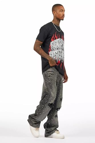 Men's Discolite Rhinestone Baggy Jean3
