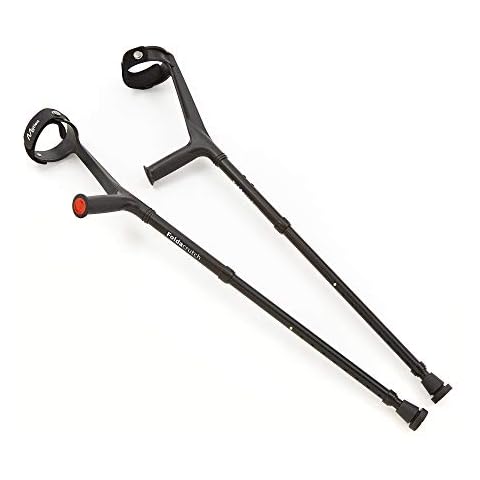 Motion Health Foldacrutch Aluminium Elbow Crutches - Lightweight - Height Adjustable - Rubber Ferrule - Foldable Walking Cane - 121kg Maximum User Weight Capacity (Black) Cover