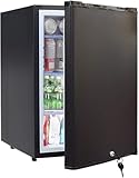 SMETA 12V RV Refrigerator 1.7 Cu.Ft Mini Camper Fridge with Lock and Key AC/DC 110V/12v Quiet Absorption Compact Refrigerator for RV Semi Truck Patio Car with Reversible Door Beverage Cooler, Black