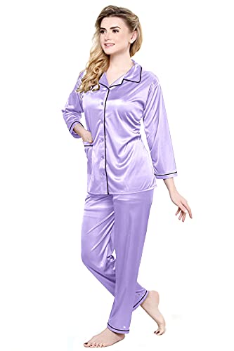 Image of TIGYWIGY Women's Satin Plain /Solid Top and Pyjama Set Pack of 1
