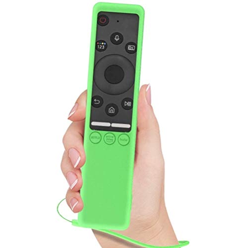 Image of Oboe Sikai Silicone Case Compatible with Samsung BN59-01312A QLED 8K 4K Smart TV Remote Shockproof Protective Remote Cover Skin-Friendly Anti-Slip Anti-Lost with Remote Loop (B-Glow in Dark Green)