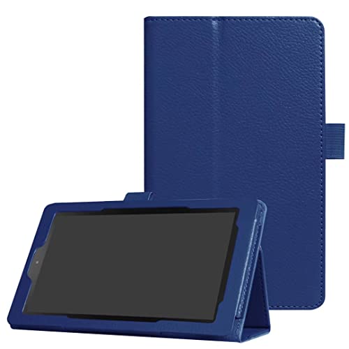 ZZOUGYY Tablet Cover for Amazon Kindle Fire 7 7th 9th Generation(2017/2019 Release) Ultra Slim Folio Stand Lightweight Leather Case for Kindle Fire HD7 7th SR043KL 9th Gen 7 (Li-Dark Blue)