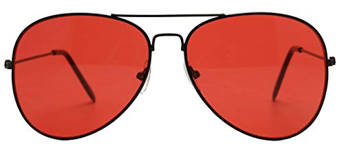 ShadyVEU Classic Pilot Sunglasses UV400 Red Tint Colored Lens Slim Wire Frame Retro Fashion Shades3