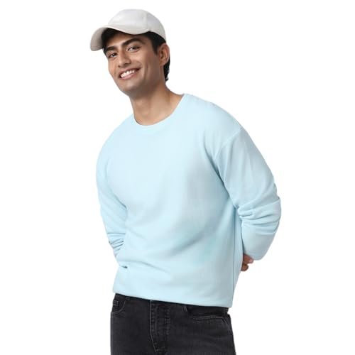 Image of Urbano Fashion Men's Textured Round Neck Oversized Full Sleeve Cotton T-Shirt
