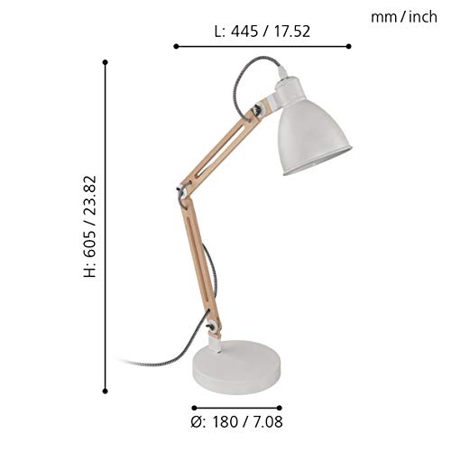 Lampe de table Eglo acier blanc structure robuste 28W luminaire taille unique