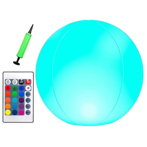 NevPuose Bola de Playa Light Up - Bola de Piscina LED Inflable Flotante, Juguete de Brillo Impermeable | Bola de Playa de neón Multicolor con Modos de luz Ajustable, Juegos de Playa, Fiestas en l