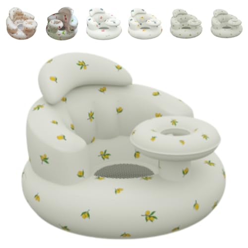 Gtzbciv 子供用バスチェア、折りたたみ式、インフレータブルソファ、ソフト、バックサポート、入浴補助、座位練習、滑り止め、ダイニングチェア、かわいい、ギフト、バスギフト (トレイオリーブ,49*49*35cm)