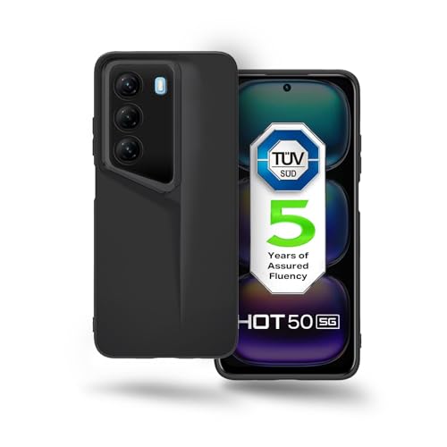 Image of Plus Rubber Ultra-Thin Blade Runner Series Matte Finished Camera Protection Soft Back Cover for Infinix Hot 50 5G - Black