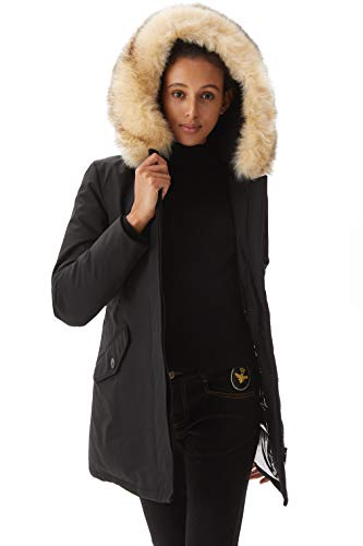 Molemsx Womens Down Coat, Outdoor Windproof Waterproof Ski Jacket Women's Winter Jacket Warm Winter Parka Down Coats With Removable Fur Hood Puffer Jacket Black Xx-Large #TOP4
