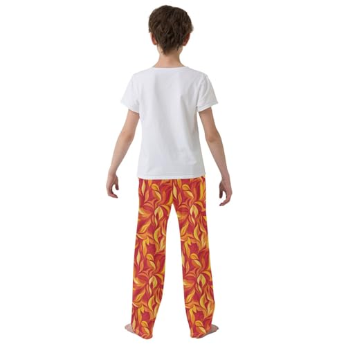 Boys' Pants Yellow Orange Blaze Flame Long Bottoms Jogger Pants Elastic Waist Trousers with Pockets S-XL3