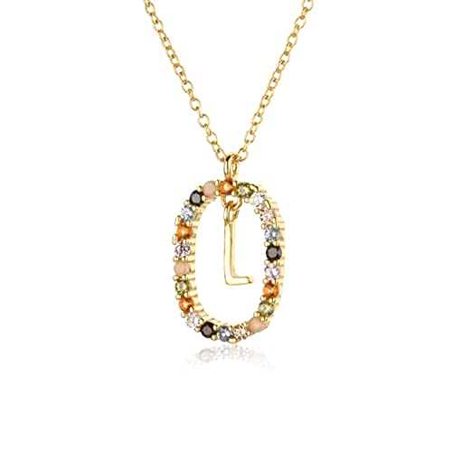 ZXCK 925 Sterling Argent Or Lettres A - Z Initial M S C K Collier à Longue chaîne Dites Mon nom Bijoux-Gold L