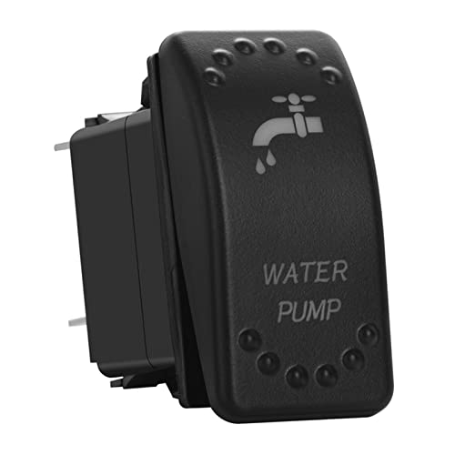 Image of Green Backlit Rocker Switch 5 Pin ON-Off Laser Etched Button Switch with Wires for Car Marine Boat UTV 20A /12V 10A /24V (Water Pump)