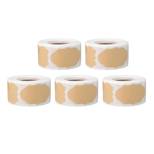 Luqeeg 2x1.2インチ クラフトラベルステッカー 1250枚 粘着式 無地 粘着ステッカー ボトルラベル 瓶 ボトル 容器 フォルダー 食品保存容器 ギフトデコレーション ガラス プラスチック