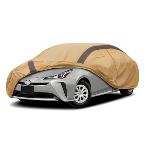 Image of Prius Car Cover Waterproof All Weather Compatible with Toyota Prius 2004-2024, Outdoor Heavy Duty Anti-UV Car Covers Rain Sun Snow Protection with Zipper and Windproof Buckle