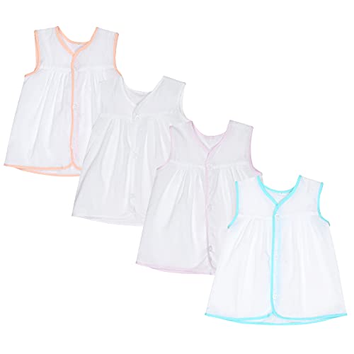 Image of CLAP Baby Girls Cotton Jhabla Frock White (Pack of 4)