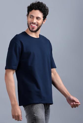 Image of Men's 240 GSM Cotton Oversized Tee - Heavyweight Bio-Washed Fabric | Premium Street Style | Super Soft, Thick & Breathable T-Shirt