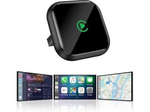 Adaptateur CarPlay sans fil avec prise en charge GPS et navigation, CarPlay sans fil pour véhicules à partir de 2016, connexion automatique, faible latence portable pour appareils de navigation (noir)