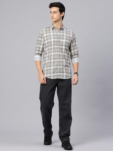 Image of Majestic Man Men Comfort Slim Fit Opaque Checked Cotton Casual Shirt