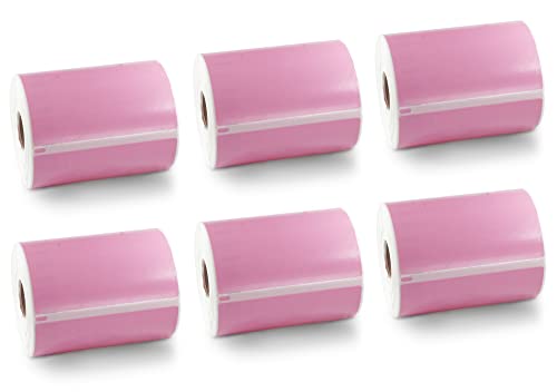 BETCKEY, 6 Rolls Pink Extra Large Shipping Labels Compatible with DYMO S0904980, 104mm x 159mm