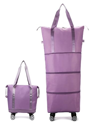 Expandable Waterproof Travel Duffel Bag with 360° Spinner Wheels, Sports & Swimming Bag with Dry & Wet Compartment