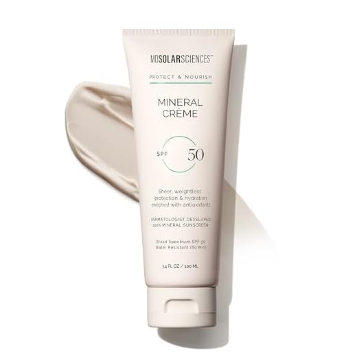 MDSolarSciences Mineral Creme SPF 50 - UV Resistant, Hydrating Mineral Cream - Daily Use Sun Defense And Skin-Boosting, Vitamin-Infused, Reef-Safe Formula - Vegan, Oil Free and Unscented - 3.4 oz
