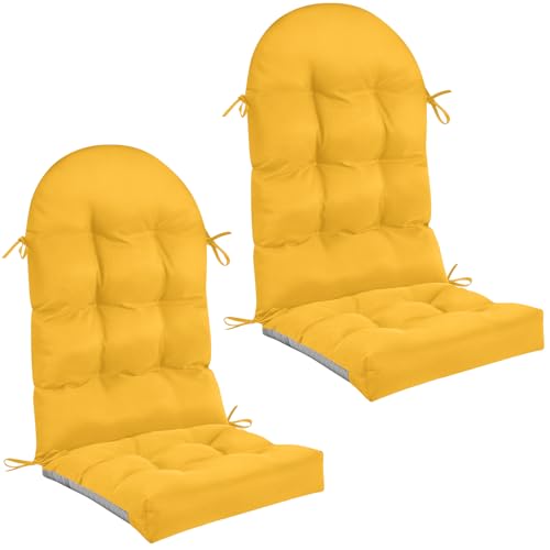 Image of Geelin 2 Pcs Outdoor Patio Chair Cushion Thick High Back Adirondack Chair Cushion Tufted Weather & Fade Resistant Anti-Slip Outside Rocking Chairs Pads with Ties 44 x 19 x 4 Inch (Amber)