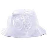 Lawliet Women Satin CRIN Wedding Occasion Wide Brim Sun Hat A433(White)