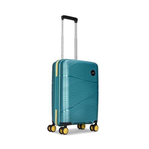 Image of Skybags Swirl Cabin Trolley Bag 56cm | Small Hard Luggage | 8 Wheels Suitcase for Travel | 3-Digit Combination Lock with Anti-Theft Zipper | Polypropylene | 3 Years Warranty - Unisex (Cyan)