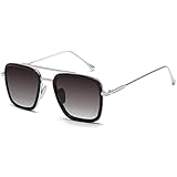 SHEEN KELLY Retro Tony Stark Sunglasses Vintage Square Metal Pilot Eyeglasses Men Women Spider Man