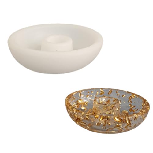 Soporte decorativo de silicona con forma de cuenco para hacer velas, molde para decoración de oficina, yeso