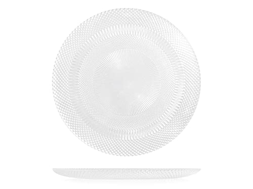 H&H Glow Set 6 Piatti Piani, Vetro, Trasparenti, 28cm