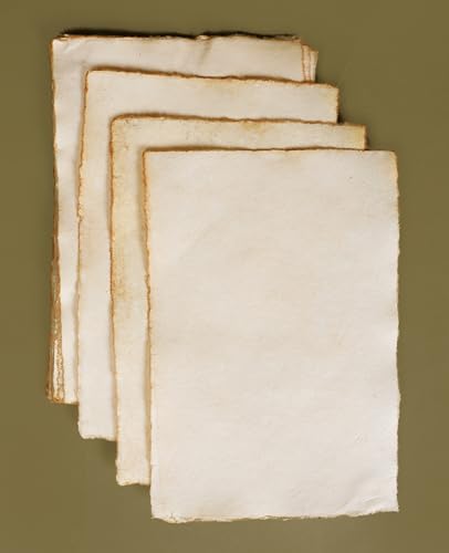 Image of Handmade Vintage Paper Sheets, Natural Deckle Edge, Cream Colour, Pack of 20,6.5 /9.5