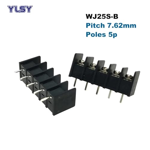 Conector de cable para PCB tipo bornier de barrera con 6 pines rectos, 50 uds 5