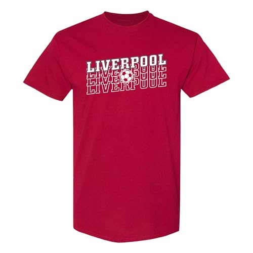 UGP Campus Apparel - Liverpool Retro Repeat - Football Soccer T-Shirt - XX-Large - Cardinal