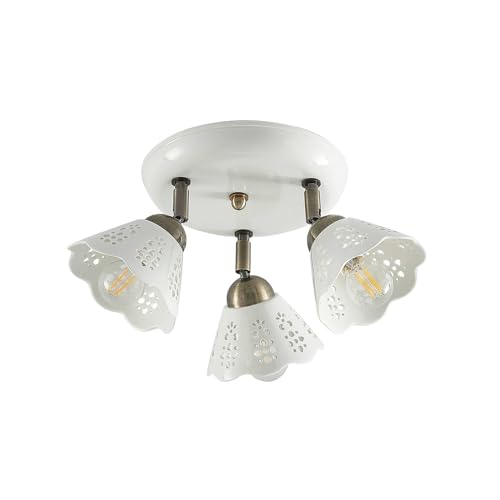 Lindby Strahler Efgenia (Landhaus, Vintage Rustikal) in Weiß aus Keramik (3 flammig E14) - Deckenlampe Deckenleuchte Lampe Spot Wohnzimmerleuchte