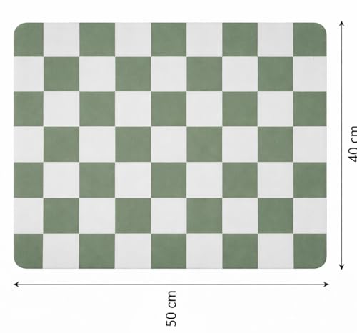 Image of HomeCloud Dish Drying Mat for Kitchen Counter Hide Stain Super Absorbent, Non-Slip, Heat-Resistant, Great for Dishes,Rack Pad, Kitchen Counter, Coffee Maker, Coffee Item (Chess Green, 50x40cm)