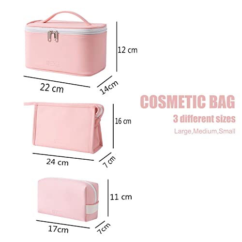 Seagull flight of fashion Makeup Pouch for Women , Cosmetic Pouch , Travel Pouch for Toiletries , Cosmetics with Mobile Stand - Set of 3 - Rose Gold - Image 4