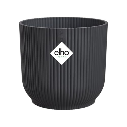 elho Vibes Fold Rund 14 Pflanzentopf - Blumentopf für Innen - 100{f01619b4f3be0dcaa7579ded42352c0a9364acdf369b9f001c592d971e9e19c5} recyceltes Plastik - Ø 14.1 x H 12.9 cm - Schwarz/Anthrazit