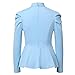 Women's Elegant Clergy Shirt Long Sleeve Ruffle Hem Ministers Blouse Casual Tops Blue