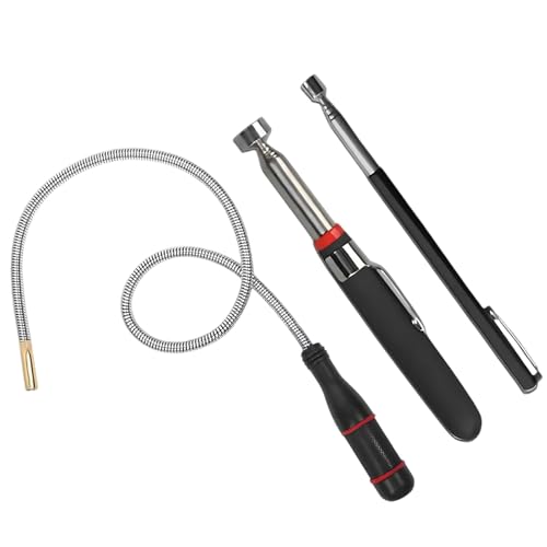 3 PCS Magnetic Pickup Tool, Portable 1.5LB 5LB 8LB Telescopic Magnetic Pickup Tool with Non Slip Handle, Flexible Magnet Pick up Tools for Picking up Keys Screws Nails