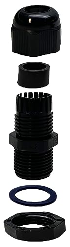 Glándulas de cable M16 pasacables negros impermeables IP68 Alkan para exterior 10 uds 5