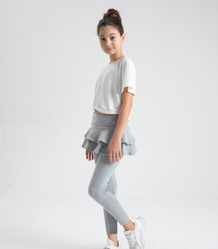 Girls Leggings with Cotton Ruffle Skirt,Footless Tutu Leggings Pants for Kids Skirt Pants3